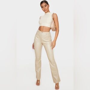 NWT Pretty little thing faux Cream leather pants size S